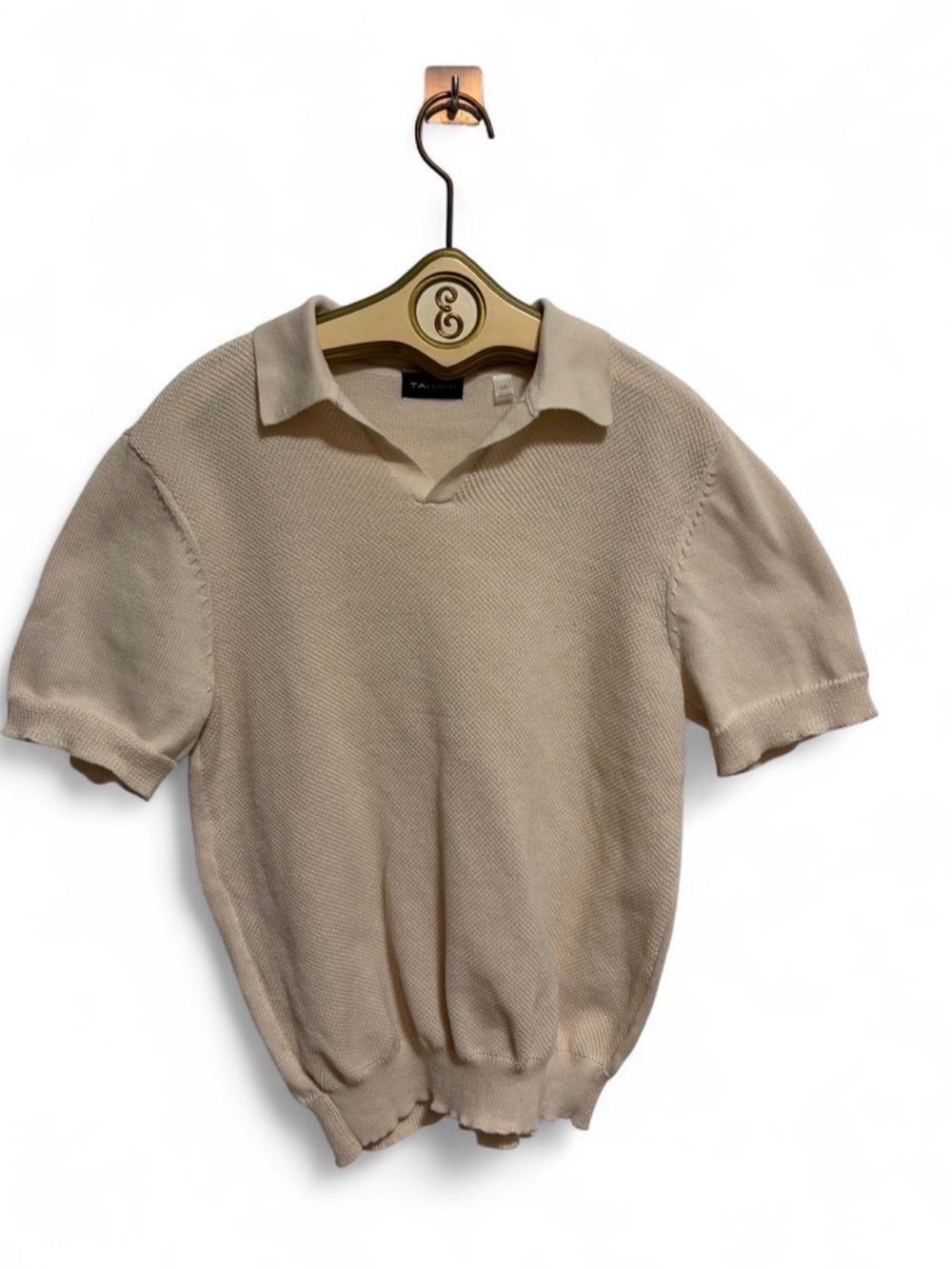 Tahari Cream Polo Knit Top